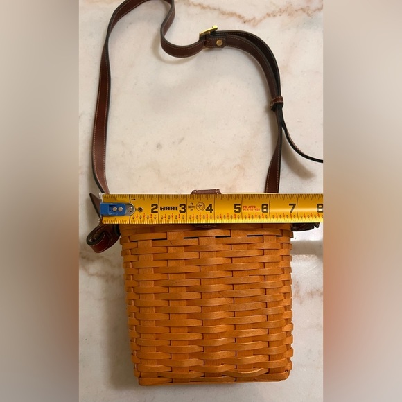 Rare Longaberger Hand Woven With Leather Strap And Trim Basket Purse Signed 2001 - Picture 8 of 14